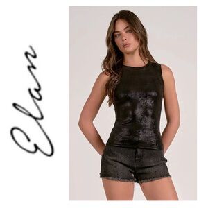 NWT Elan Harper Glitter Tank Top in Black